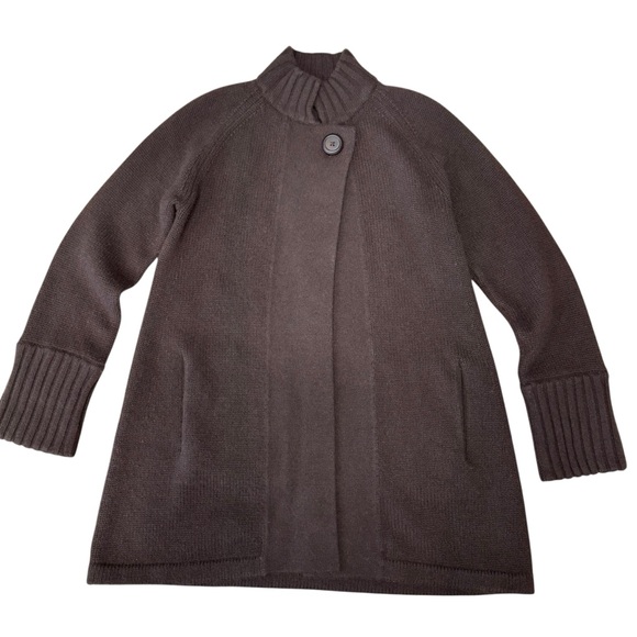 Kinross Cardigan 100% Cashmere Mock Neck Pockets One Button Cozy Sweater Women M - Picture 6 of 12